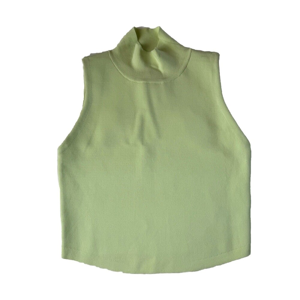 House of Harlow 1960 Lime Cream Mock Neck Turtleneck Tank Crop Top Size M NWT